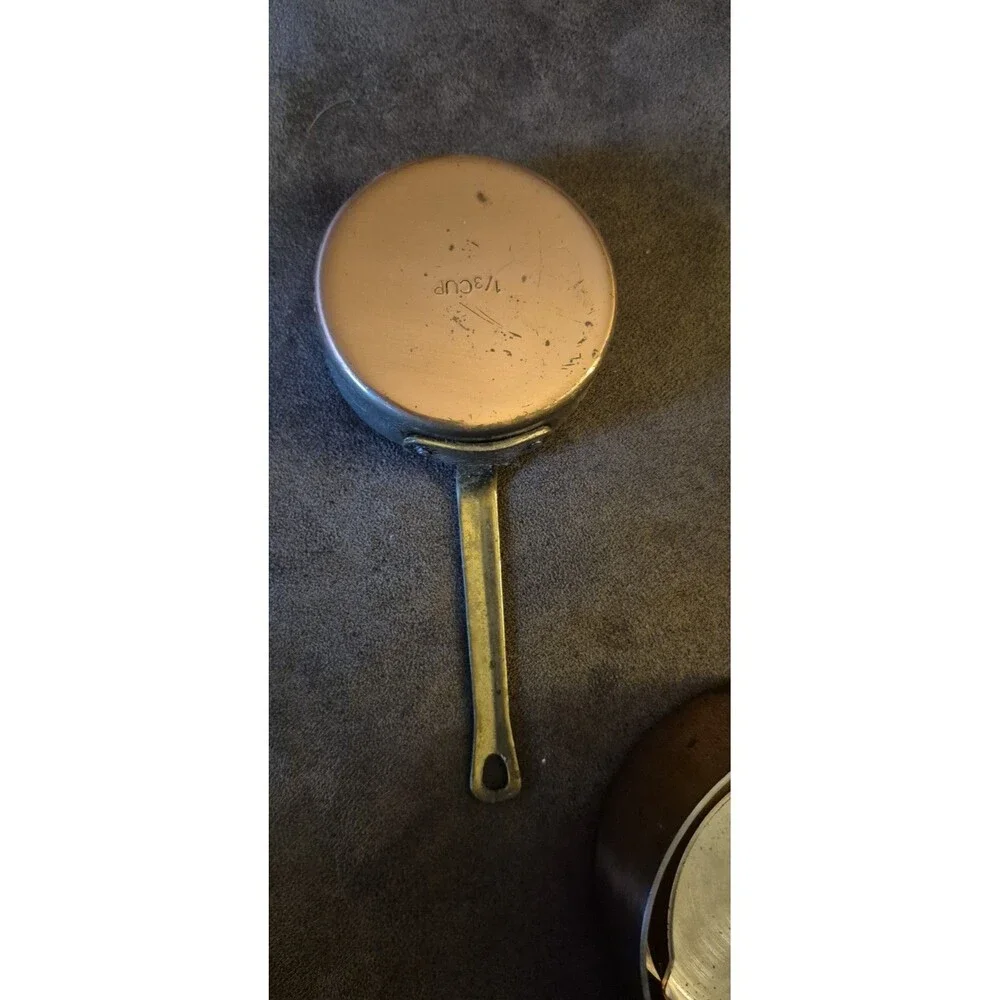 Vintage Solid Copper Measuring Cups Set of 4 Brass Handles Made in Korea